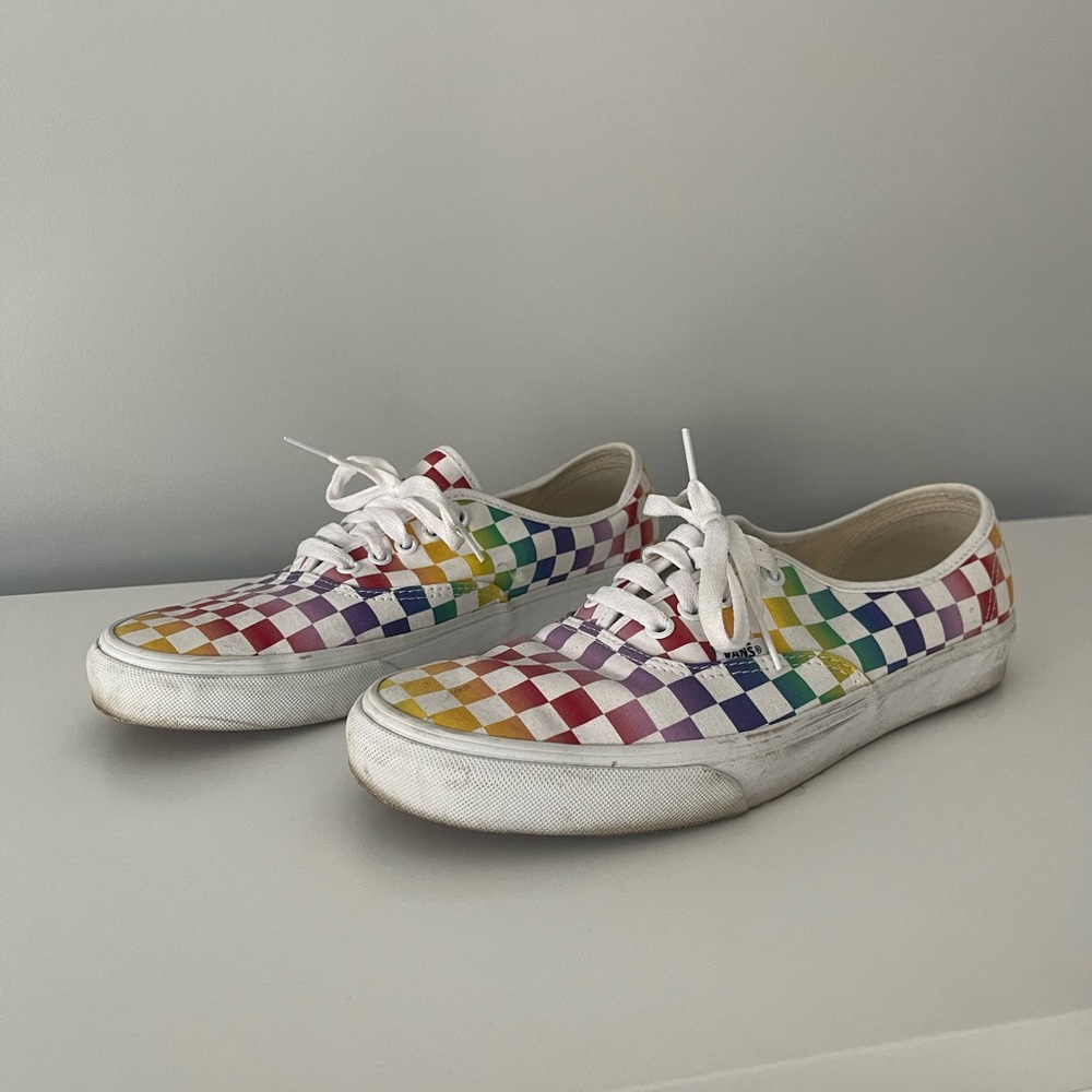 Vans colored checkered shoes. Size 9.5 men and size 11 women.